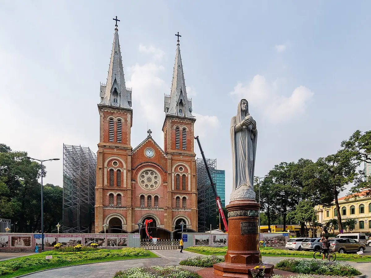 Saigon Notre-Dame Cathedral and the Virgin Mary statue